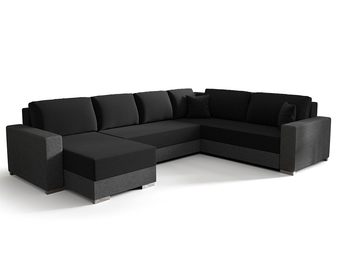 Canapé panoramique d'angle réversible 7 places convertible avec coffre en tissu Epona Canapé panoramique d'angle réversible 7 places convertible avec coffre en tissu Epona