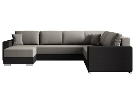 Canapé panoramique d'angle droit 7 places convertible avec coffre en tissu Epona