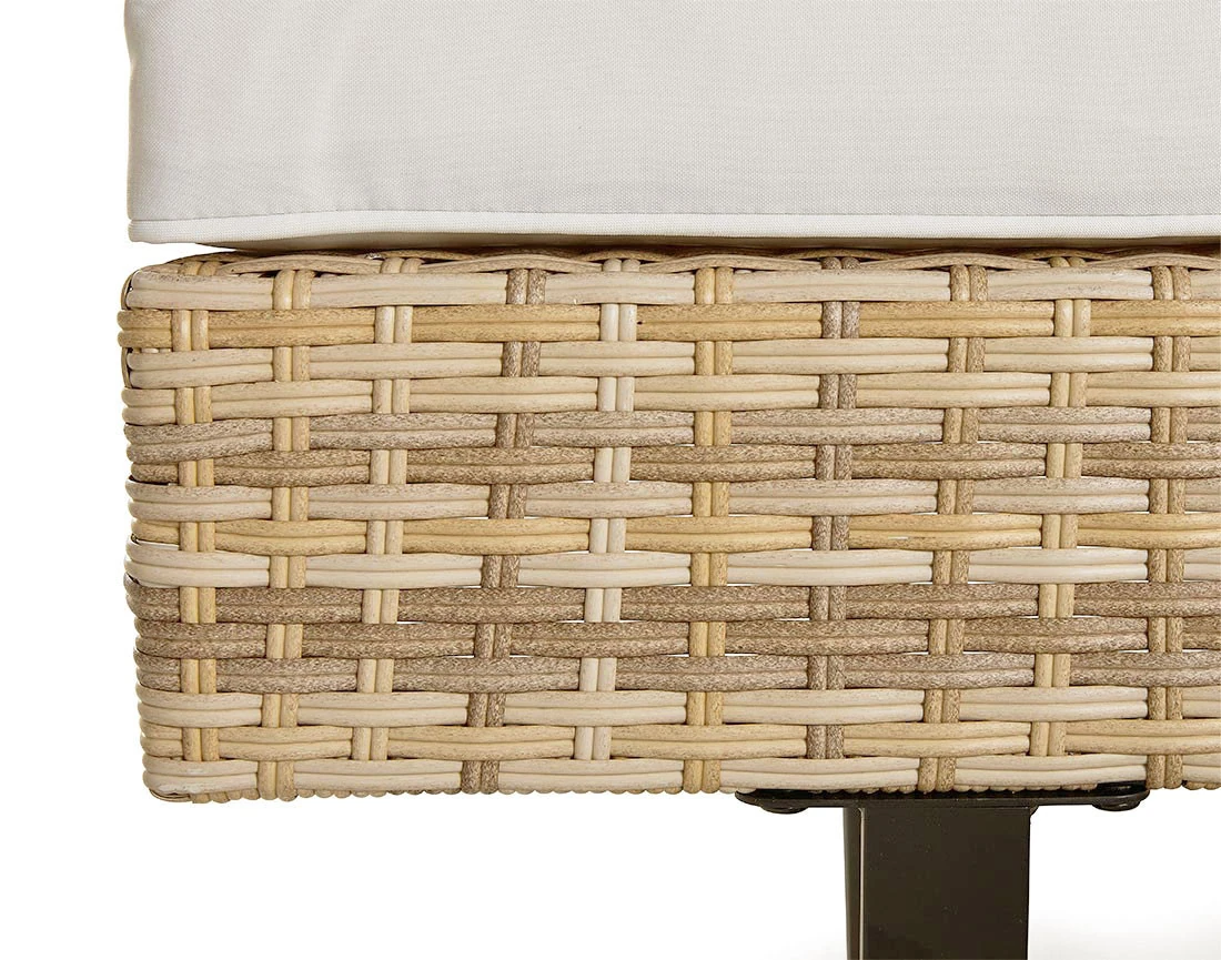 Salon de jardin d’angle en résine beige et grise 5 places coussins gris clair et table incluse Sashi