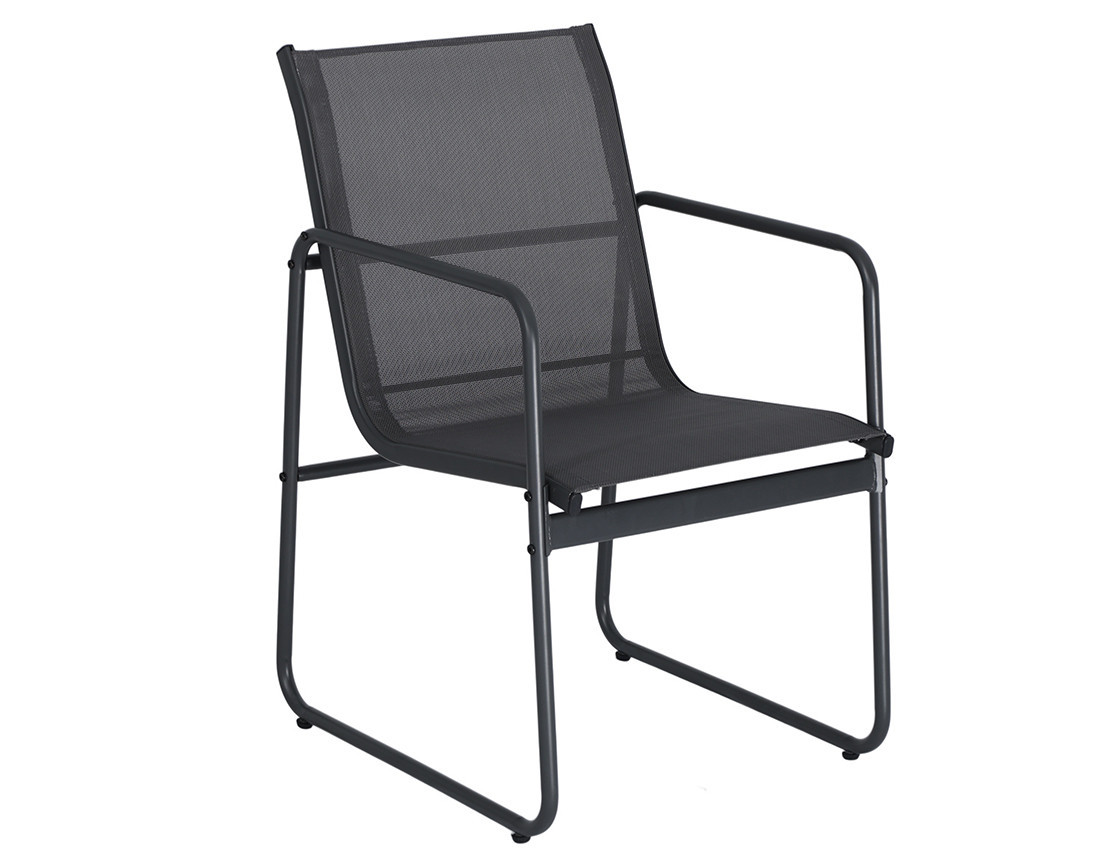 Ensemble table et chaises jardin 6 personnes noir et gris Murillo