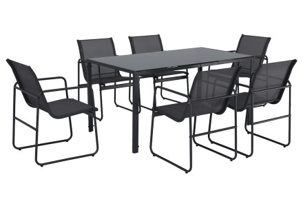 Ensemble table et chaises jardin 6 personnes noir et gris Murillo