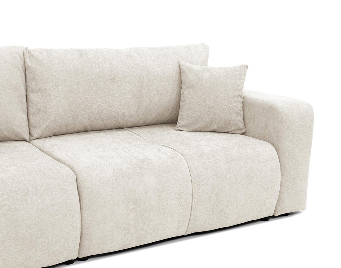 Canapé droit 4 places convertible avec coffre en tissu Nicole