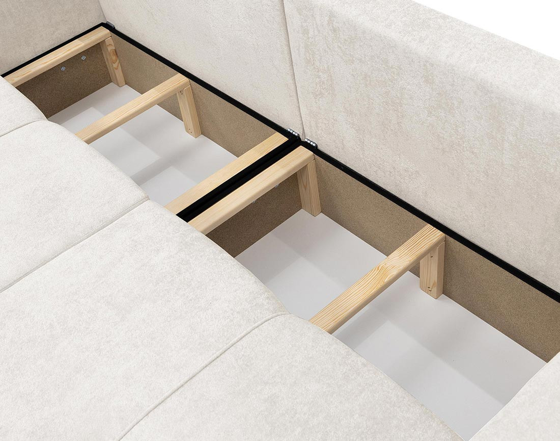 Canapé droit 4 places convertible avec coffre en tissu Nicole