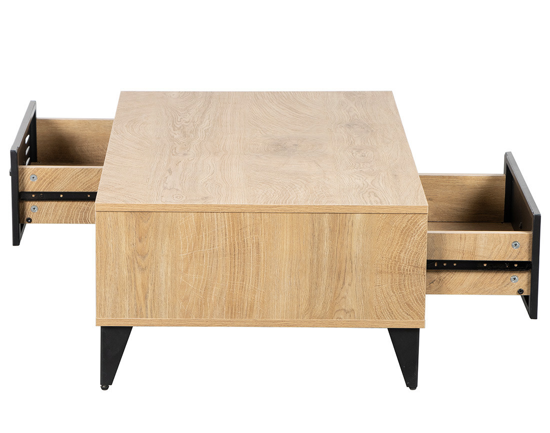 Table basse bois et métal noir 110 cm Tribeca