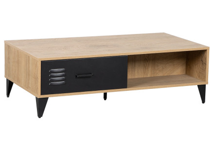Table basse bois et métal noir 110 cm Tribeca