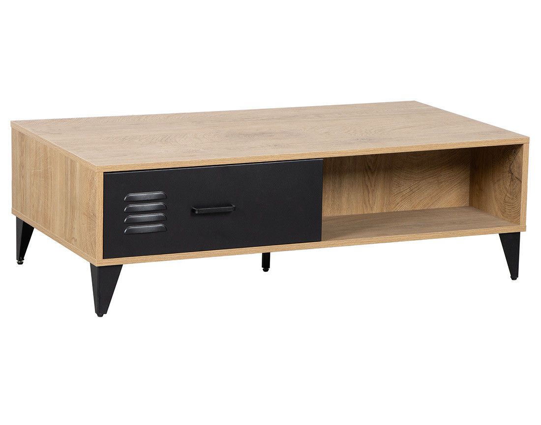 Table basse bois et métal noir 110 cm Tribeca