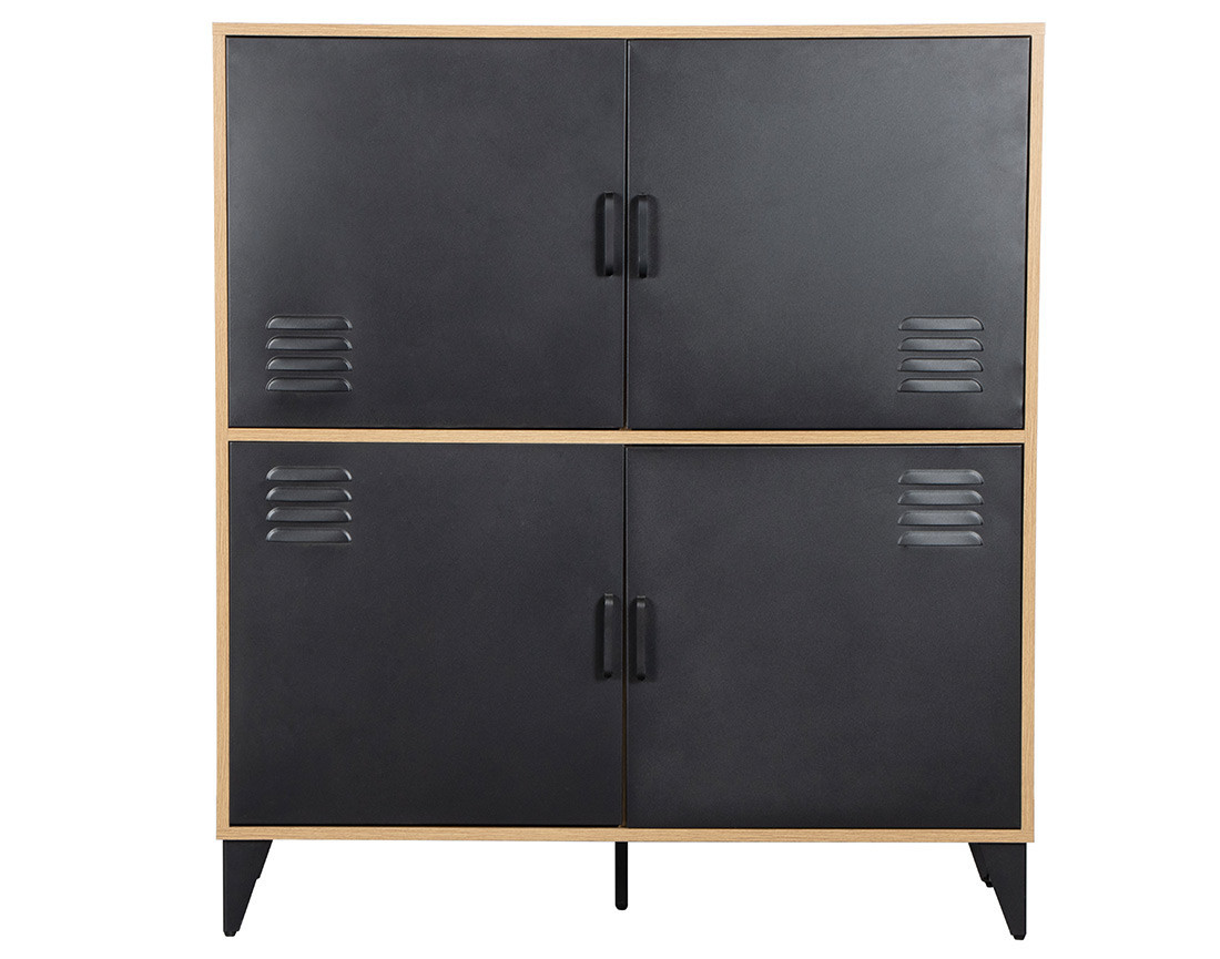 Buffet haut bois et métal noir 100x112 cm Tribeca