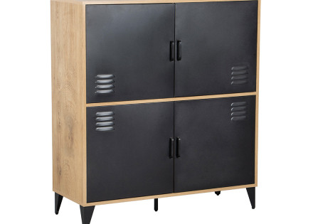 Buffet haut bois et métal noir 100x112 cm Tribeca