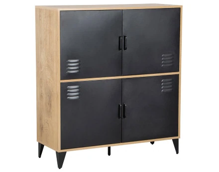Buffet haut bois et métal noir 100x112 cm Tribeca