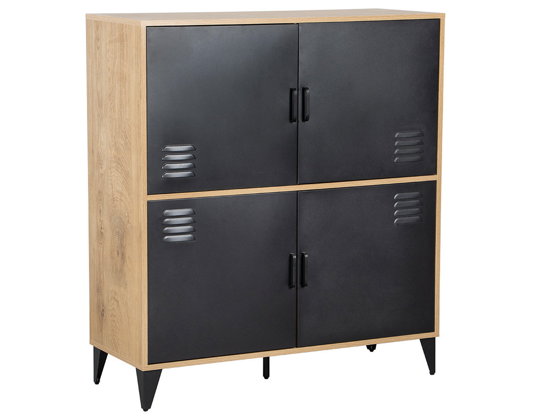 Buffet haut bois et métal noir 100x112 cm Tribeca