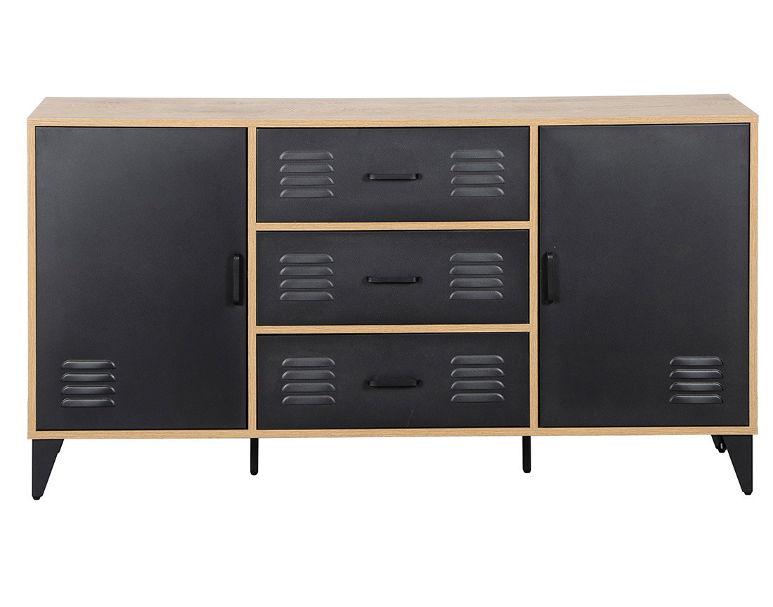 Buffet bas bois et métal noir 140 cm Tribeca