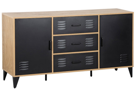 Buffet bas bois et métal noir 140 cm Tribeca