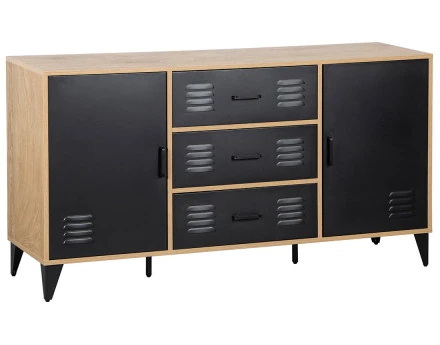 Buffet bas bois et métal noir 140 cm Tribeca