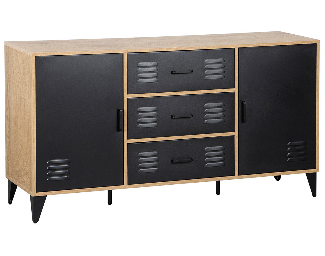 Buffet bas bois et métal noir 140 cm Tribeca