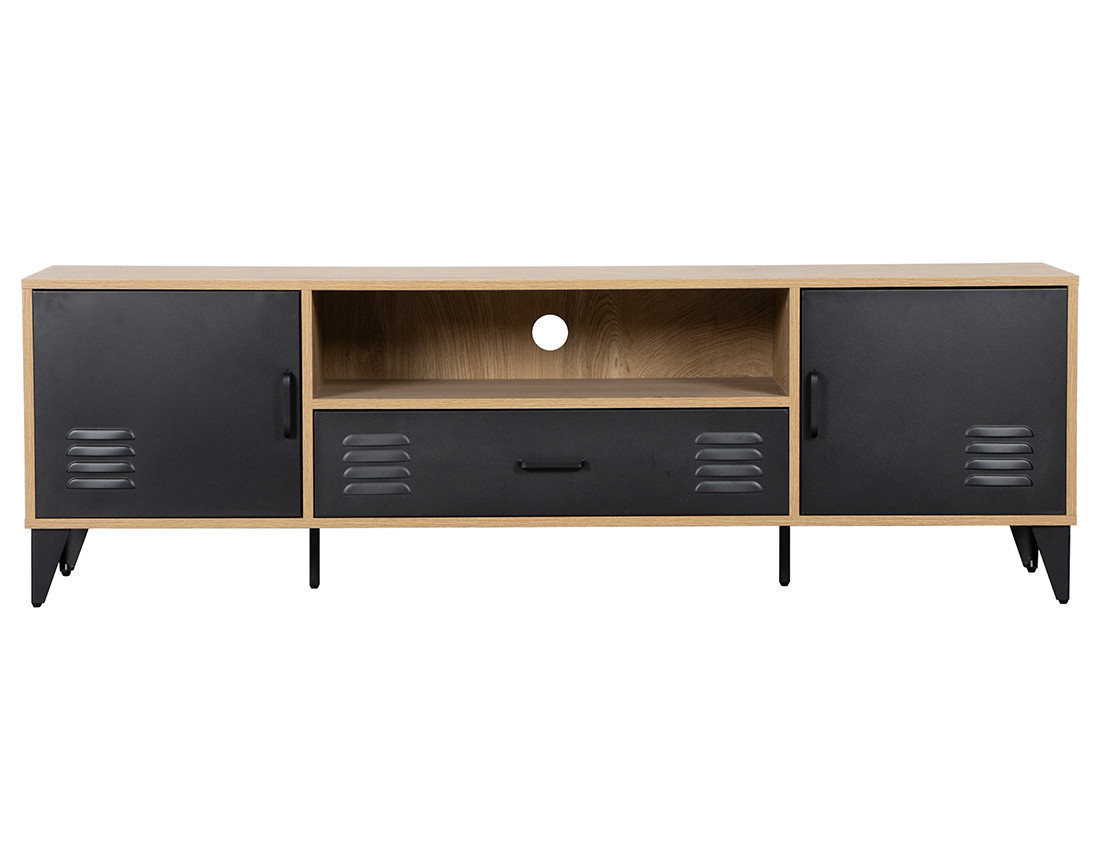 Meuble tv bois et métal noir 160 cm Tribeca