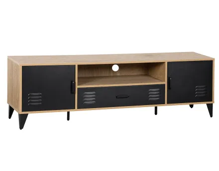 Meuble tv bois et métal noir 160 cm Tribeca