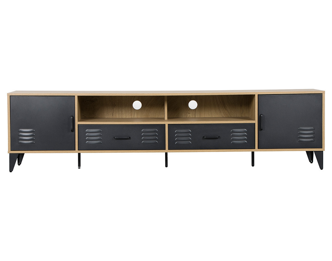 Meuble tv bois et métal noir 200 cm Tribeca