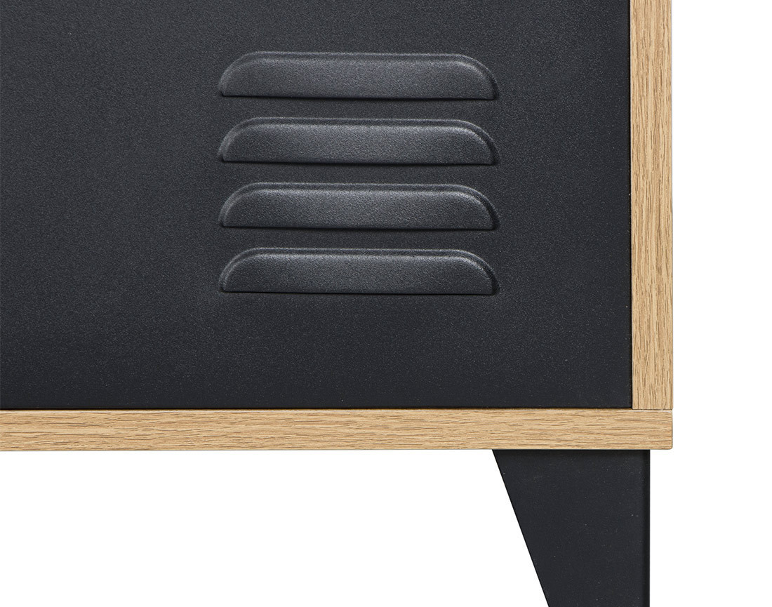 Meuble tv bois et métal noir 200 cm Tribeca