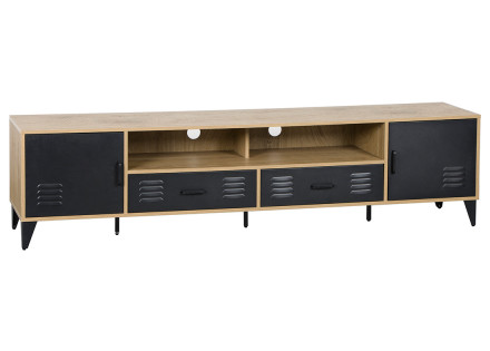 Meuble tv bois et métal noir 200 cm Tribeca