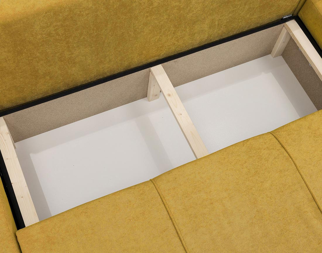 Canapé panoramique en U 7 places convertible avec coffre en tissu Nicole