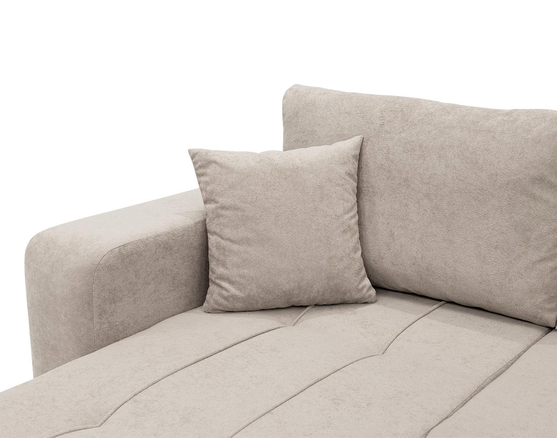 Canapé panoramique en U 7 places convertible avec coffre en tissu Nicole