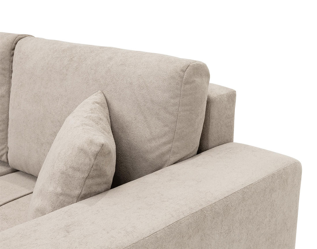 Canapé panoramique en U 7 places convertible avec coffre en tissu Nicole