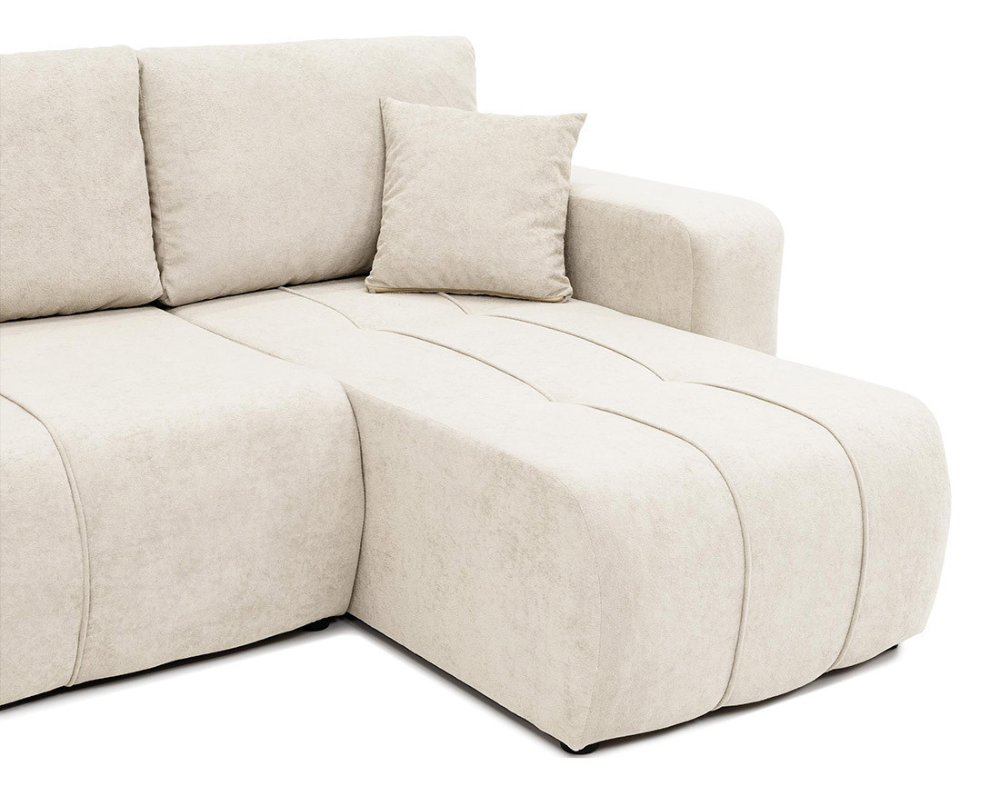 Canapé panoramique en U 7 places convertible avec coffre en tissu Nicole
