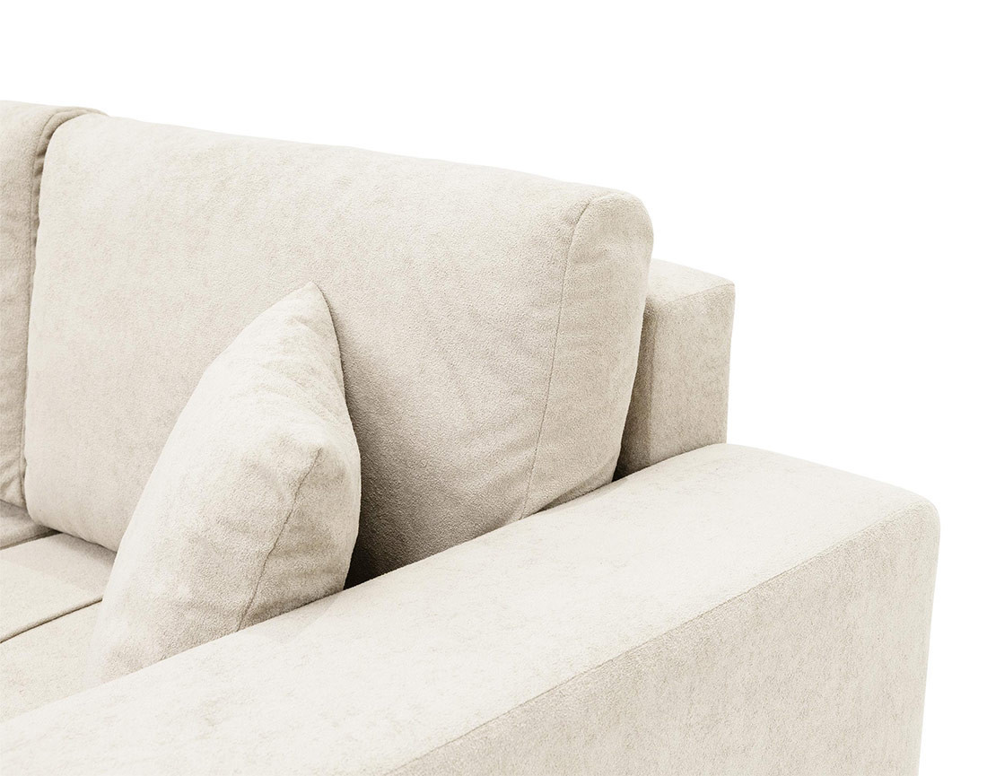 Canapé panoramique en U 7 places convertible avec coffre en tissu Nicole