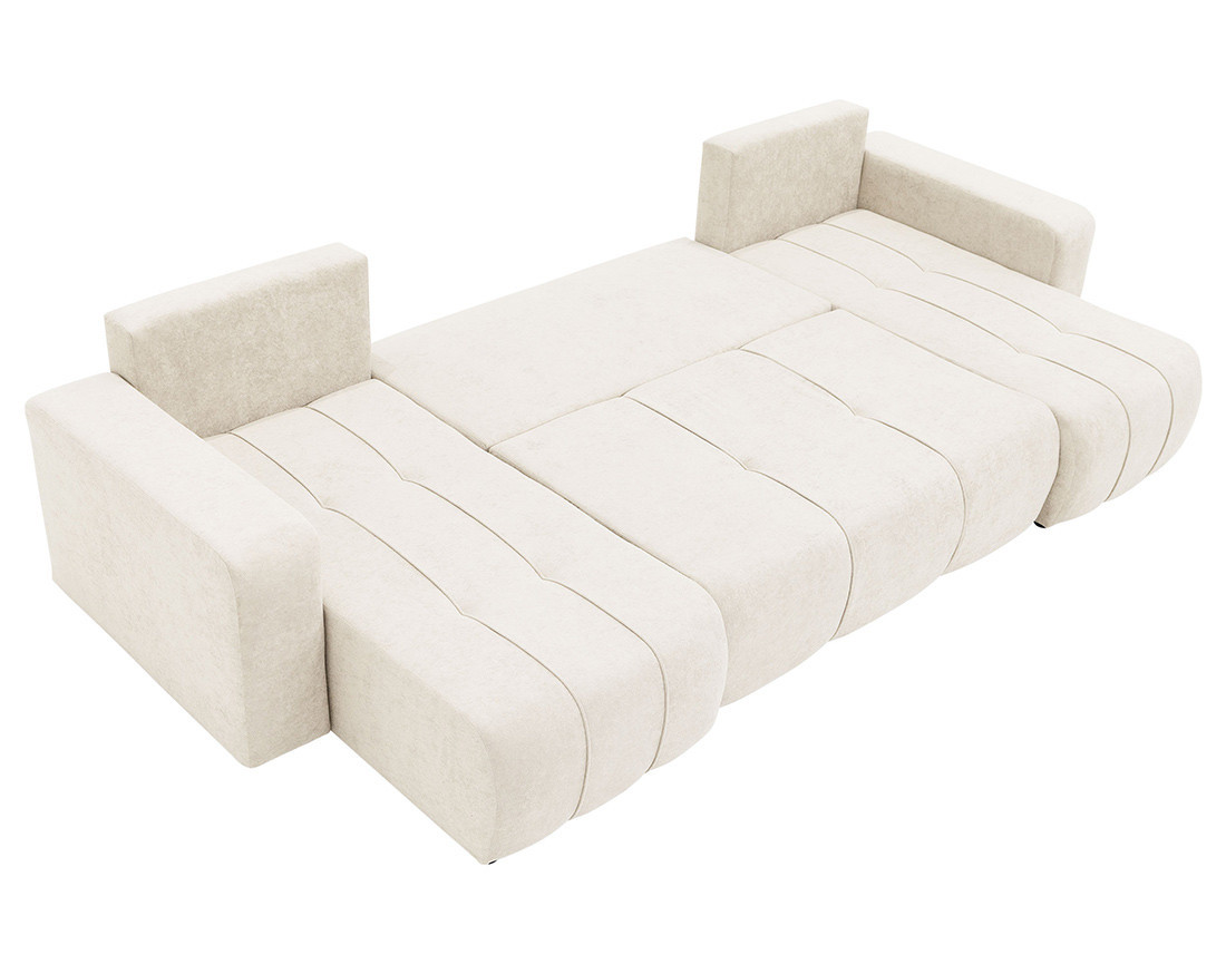 Canapé panoramique en U 7 places convertible avec coffre en tissu Nicole