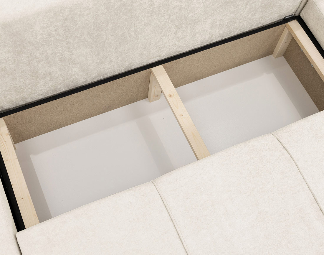 Canapé panoramique en U 7 places convertible avec coffre en tissu Nicole