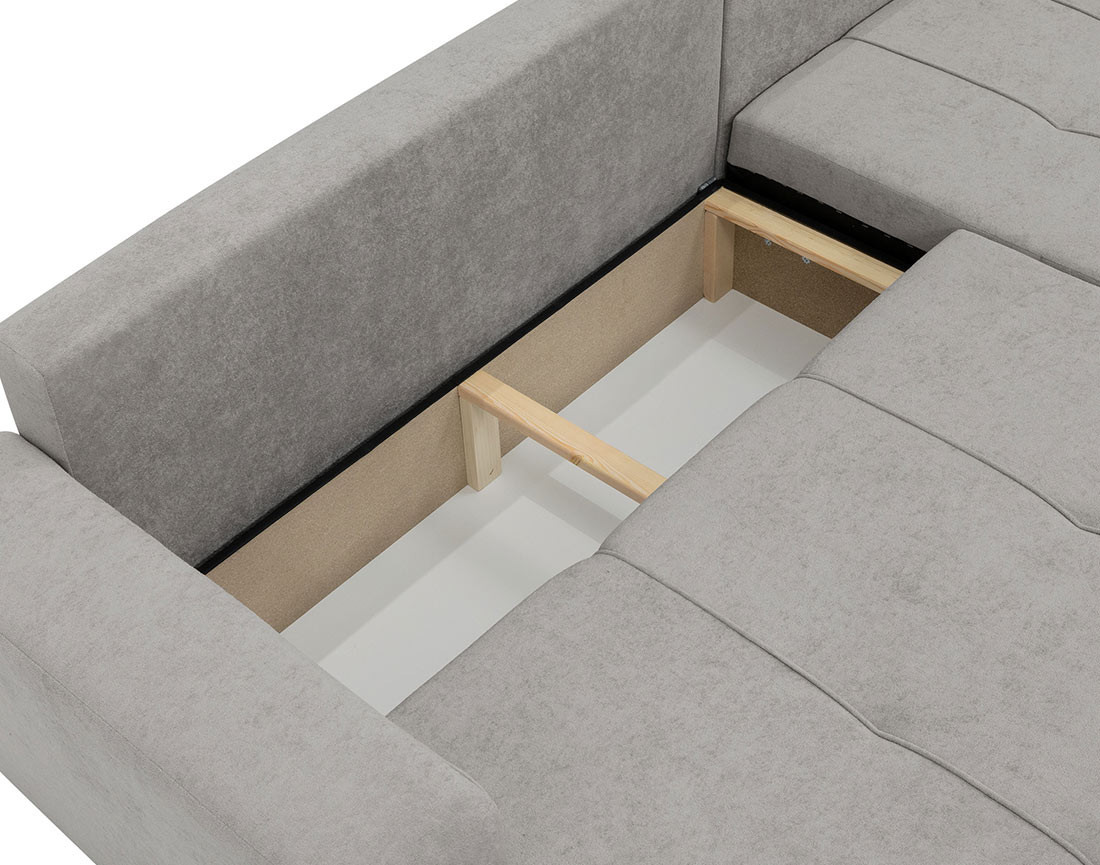 Canapé d'angle réversible 5 places convertible avec coffre en tissu Nicole Canapé d'angle réversible 5 places convertible avec coffre en tissu Nicole