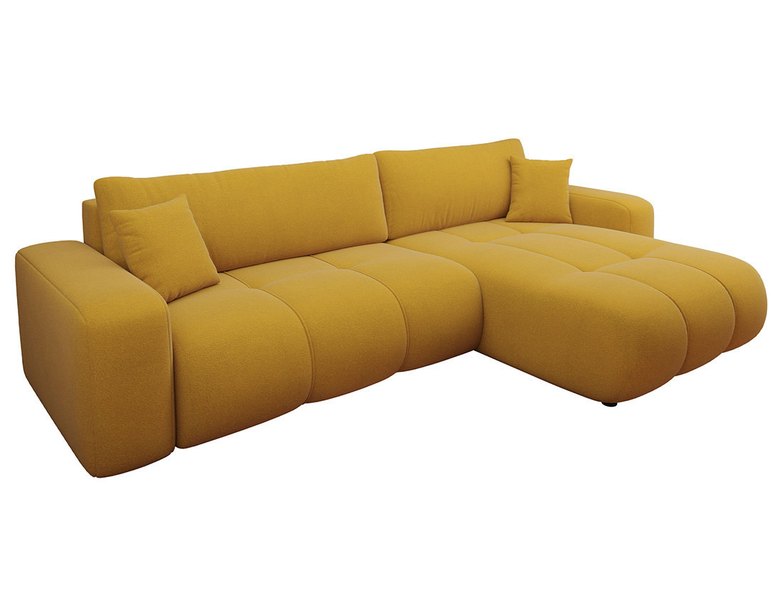 Canapé d'angle réversible 5 places convertible avec coffre en tissu Nicole