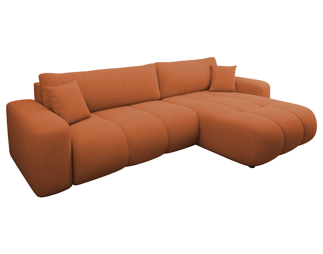 Canapé d'angle réversible 5 places convertible avec coffre en tissu Nicole