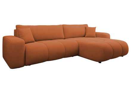 Canapé d'angle réversible 5 places convertible avec coffre en tissu Nicole