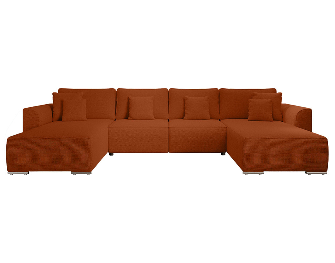 Canapé panoramique en U 7 places convertible avec coffre en tissu texturé Gabriel
