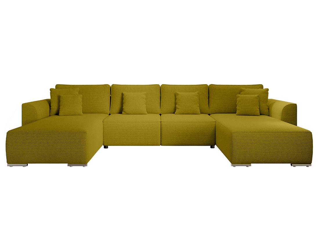 Canapé panoramique en U 7 places convertible avec coffre en tissu texturé Gabriel