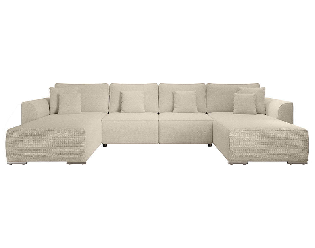 Canapé panoramique en U 7 places convertible avec coffre en tissu texturé Gabriel