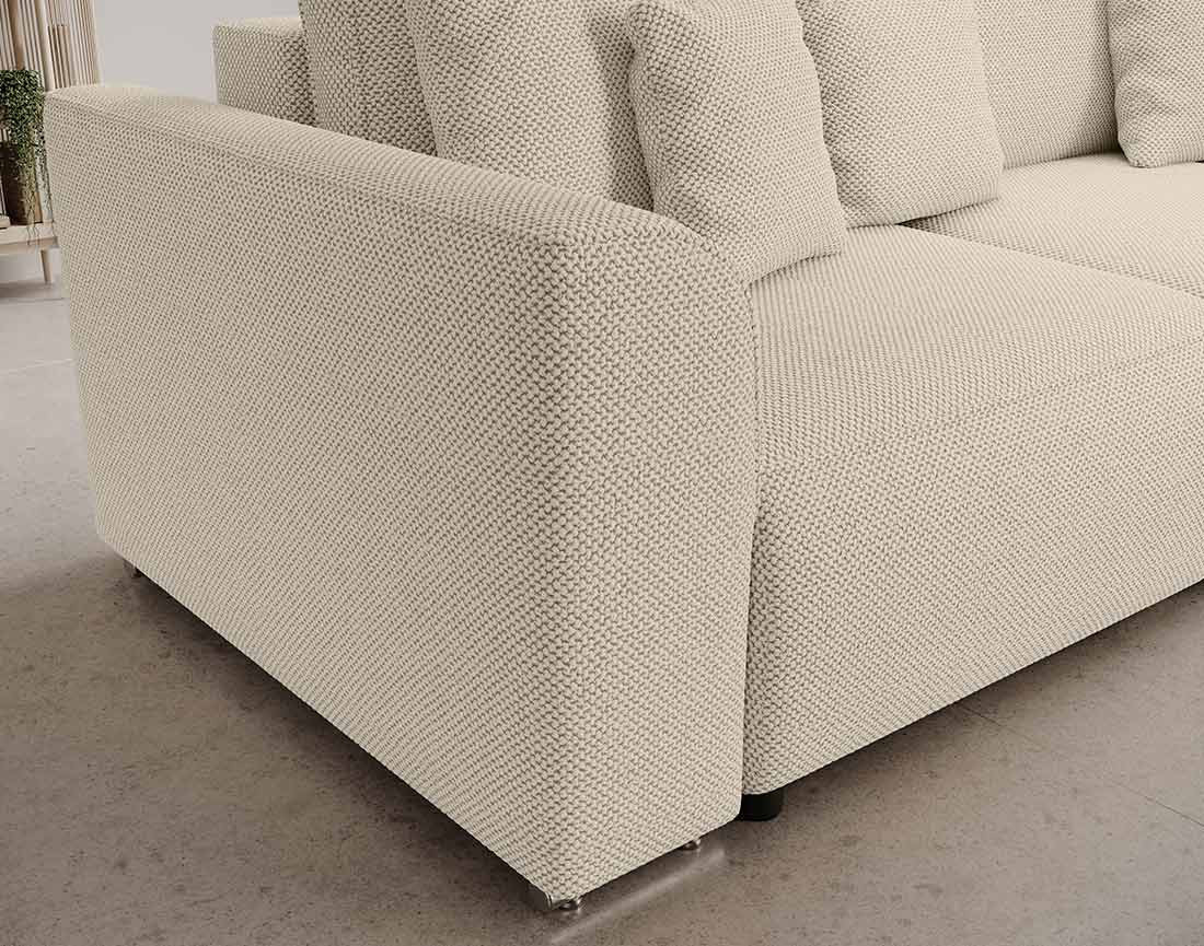 Canapé panoramique en U 7 places convertible avec coffre en tissu texturé Gabriel