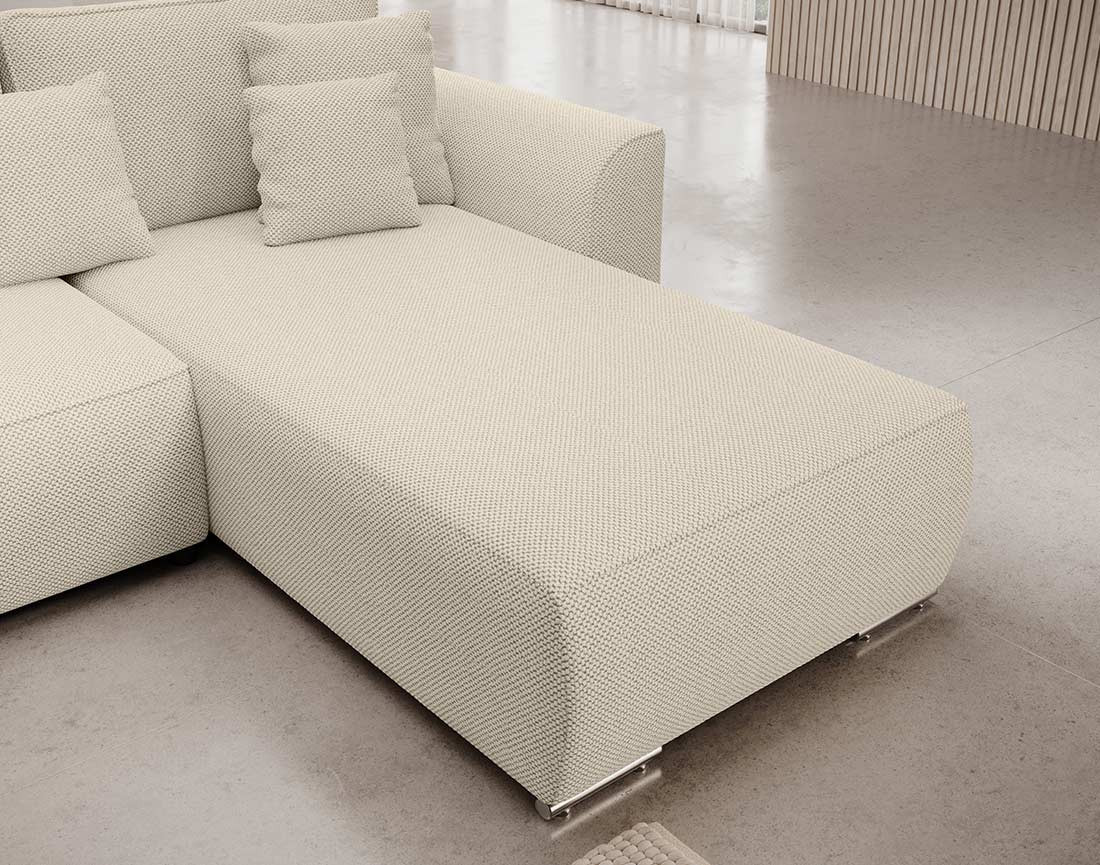 Canapé panoramique en U 7 places convertible avec coffre en tissu texturé Gabriel