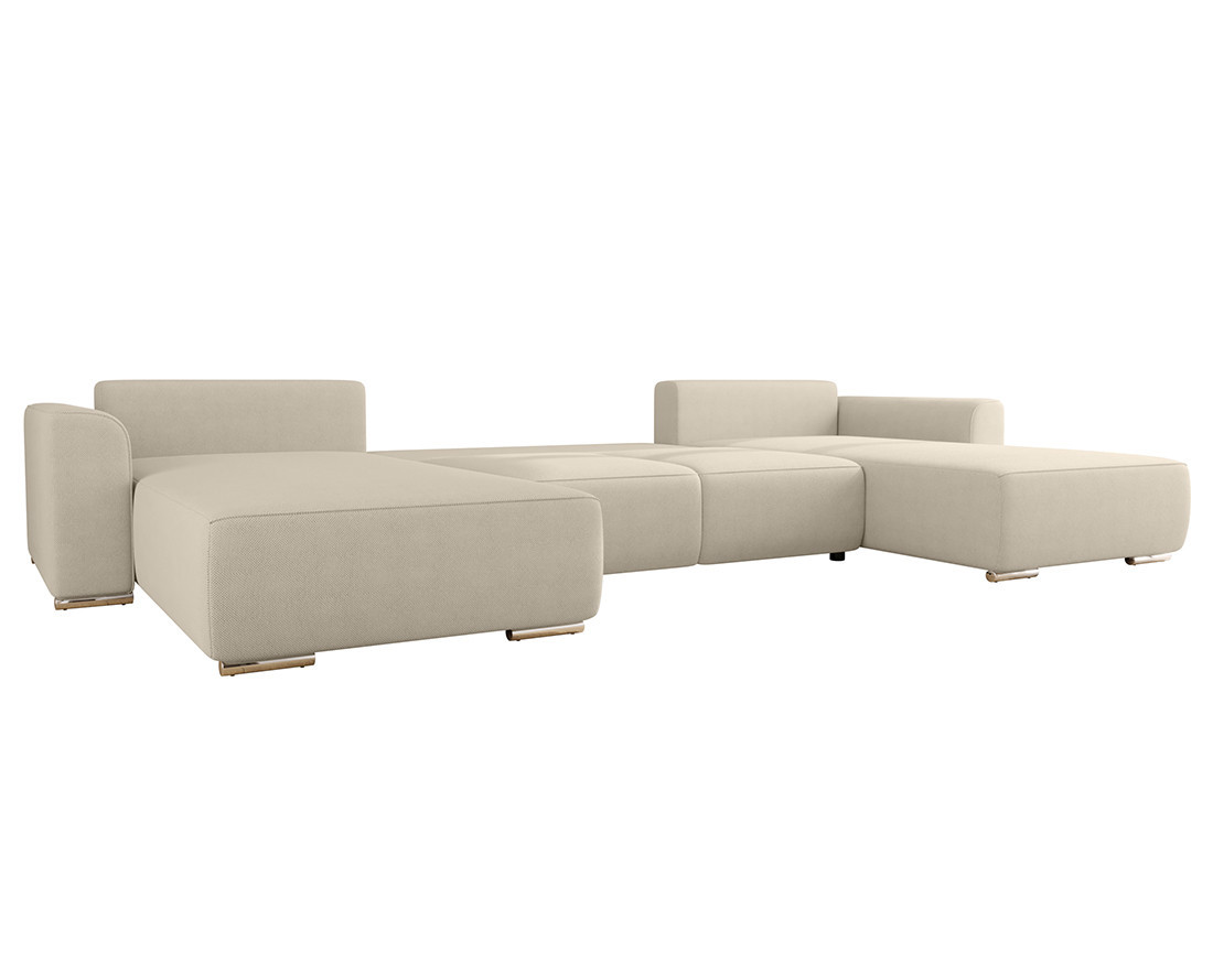 Canapé panoramique en U 7 places convertible avec coffre en tissu texturé Gabriel