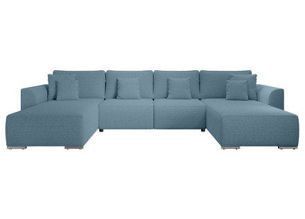 Canapé panoramique en U 7 places convertible avec coffre en tissu texturé Gabriel