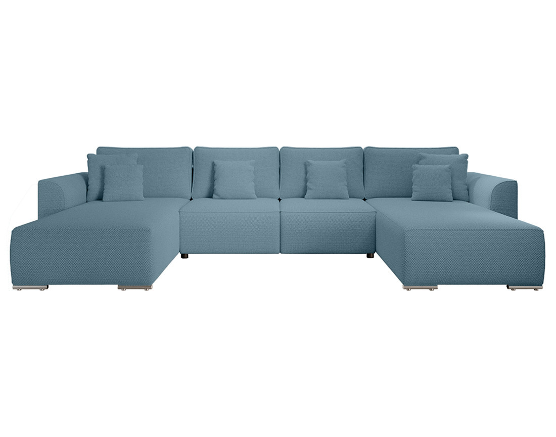 Canapé panoramique en U 7 places convertible avec coffre en tissu texturé Gabriel