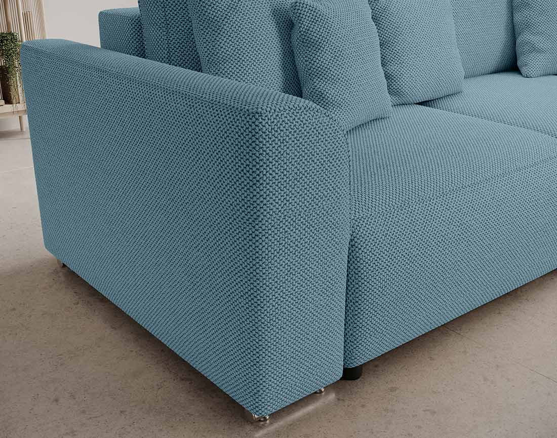 Canapé panoramique en U 7 places convertible avec coffre en tissu texturé Gabriel