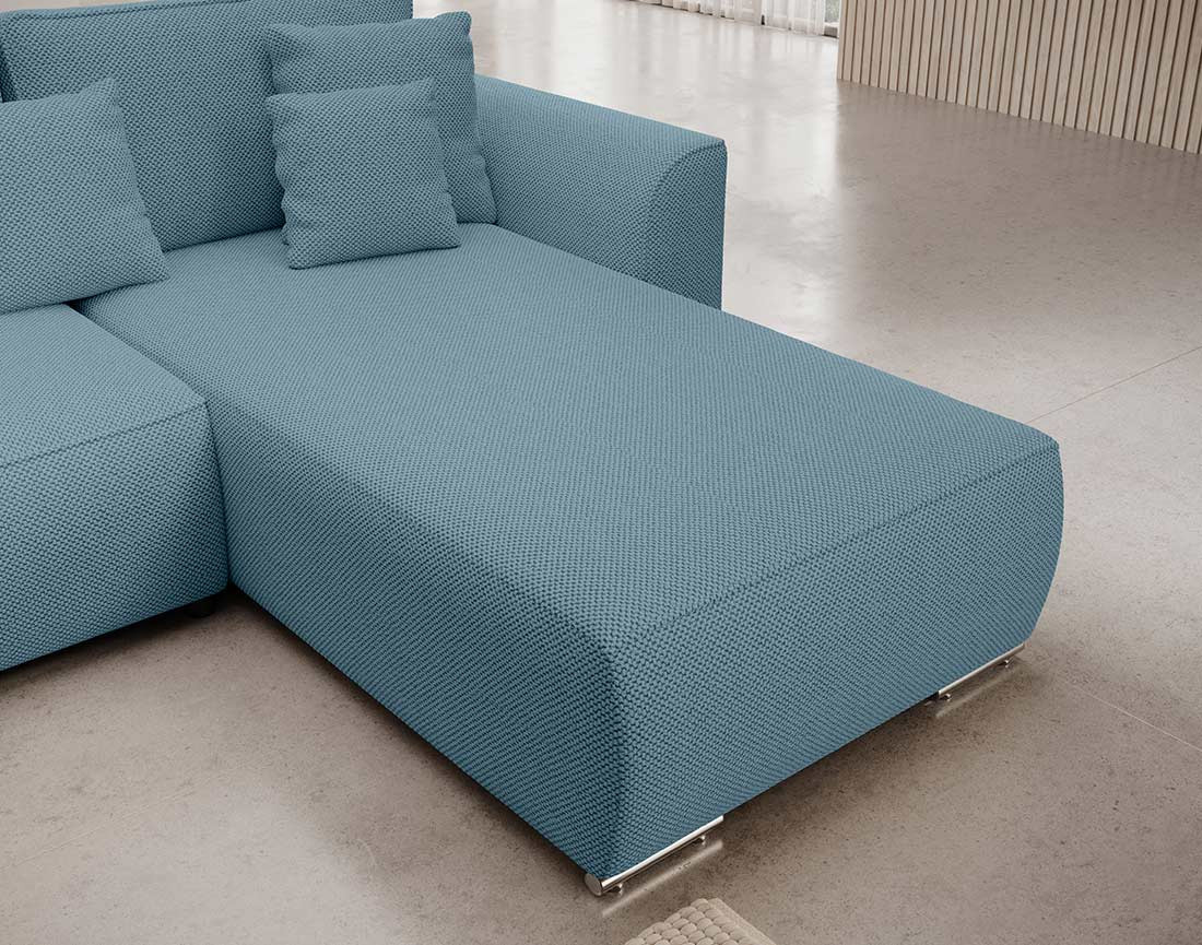 Canapé panoramique en U 7 places convertible avec coffre en tissu texturé Gabriel