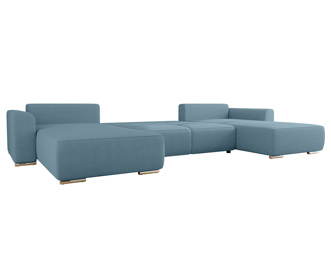 Canapé panoramique en U 7 places convertible avec coffre en tissu texturé Gabriel
