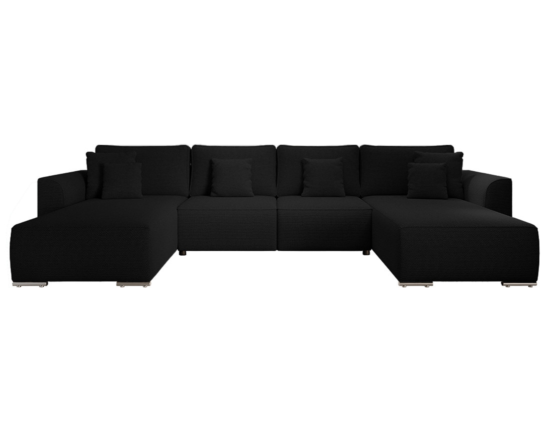 Canapé panoramique en U 7 places convertible avec coffre en tissu texturé Gabriel Canapé panoramique en U 7 places convertible avec coffre en tissu texturé Gabriel