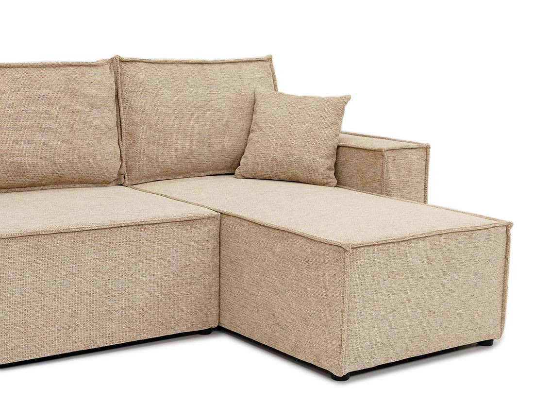 Canapé panoramique en U 7 places convertible avec coffre en tissu texturé Cezanne
