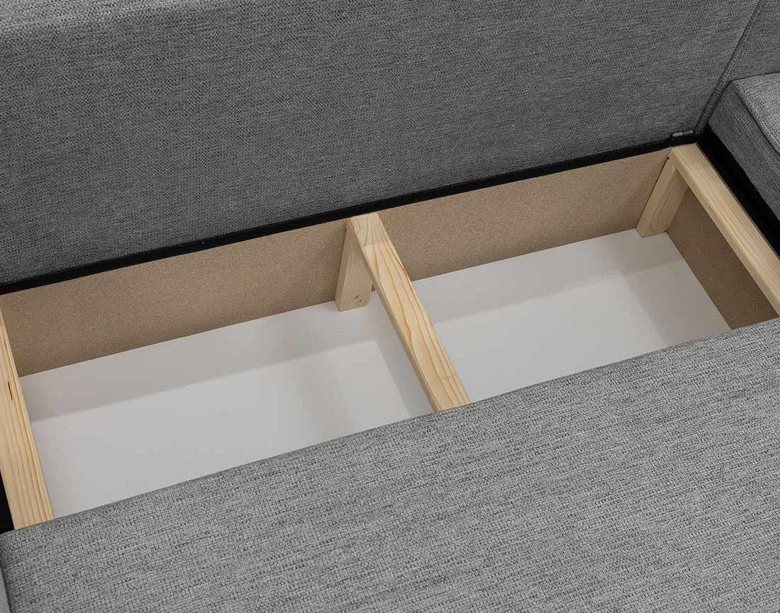 Canapé panoramique en U 7 places convertible avec coffre en tissu texturé Cezanne