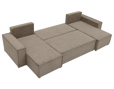 Canapé panoramique en U 7 places convertible avec coffre en tissu texturé Cezanne