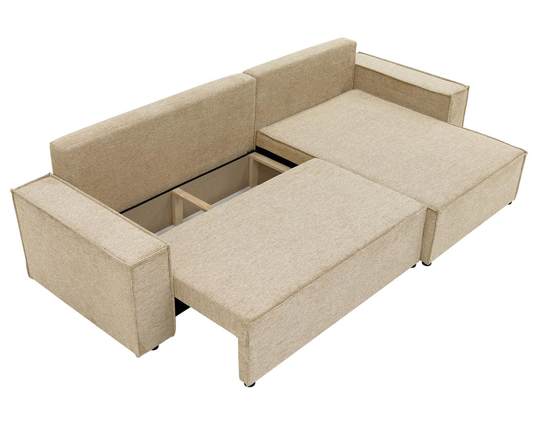 Canapé d'angle réversible 5 places convertible avec coffre en tissu texturé Cezanne Canapé d'angle réversible 5 places convertible avec coffre en tissu texturé Cezanne